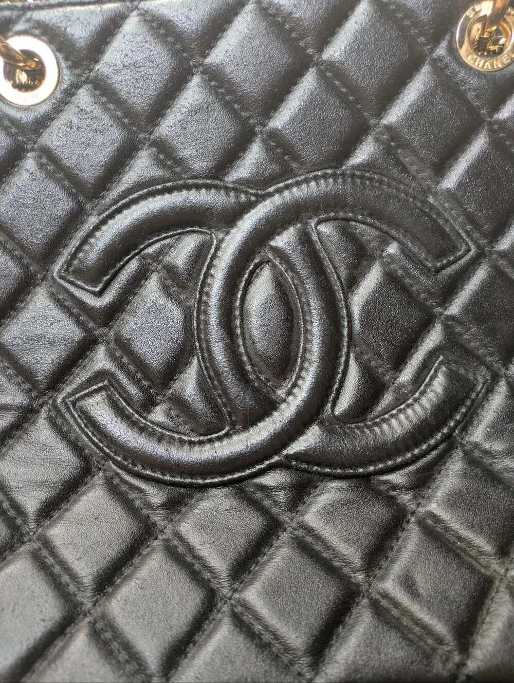 Vintage Chanel Leather Tote/Purse.  24kt Gold Plated Hardware.  Duster Bag Too.